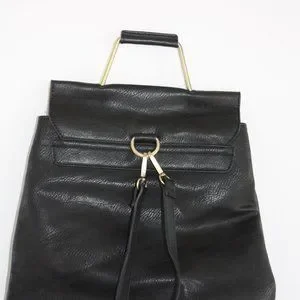 Antik Kraft Black Backpack with Gold Zippers Black faux Leather Backpack with Embroidered | Mercari main image 3